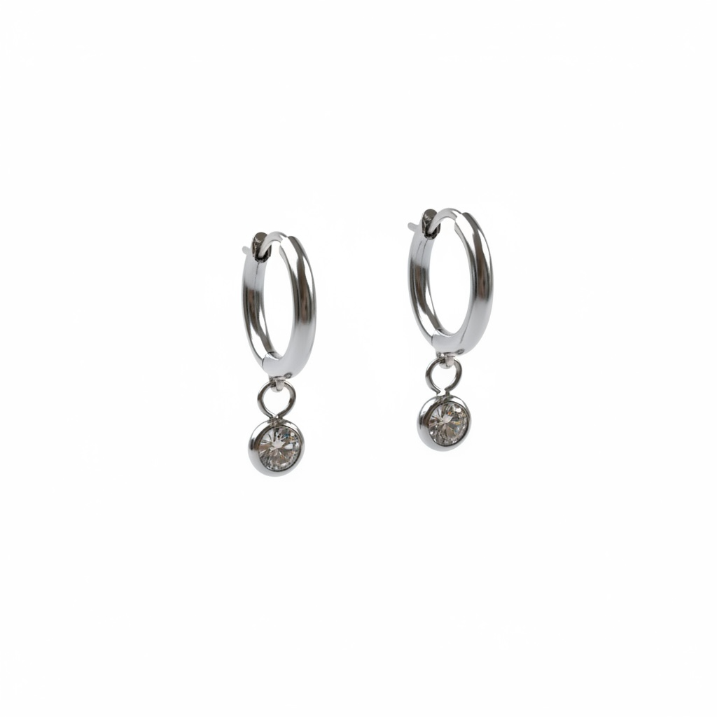 Small hoops with diamanté drop