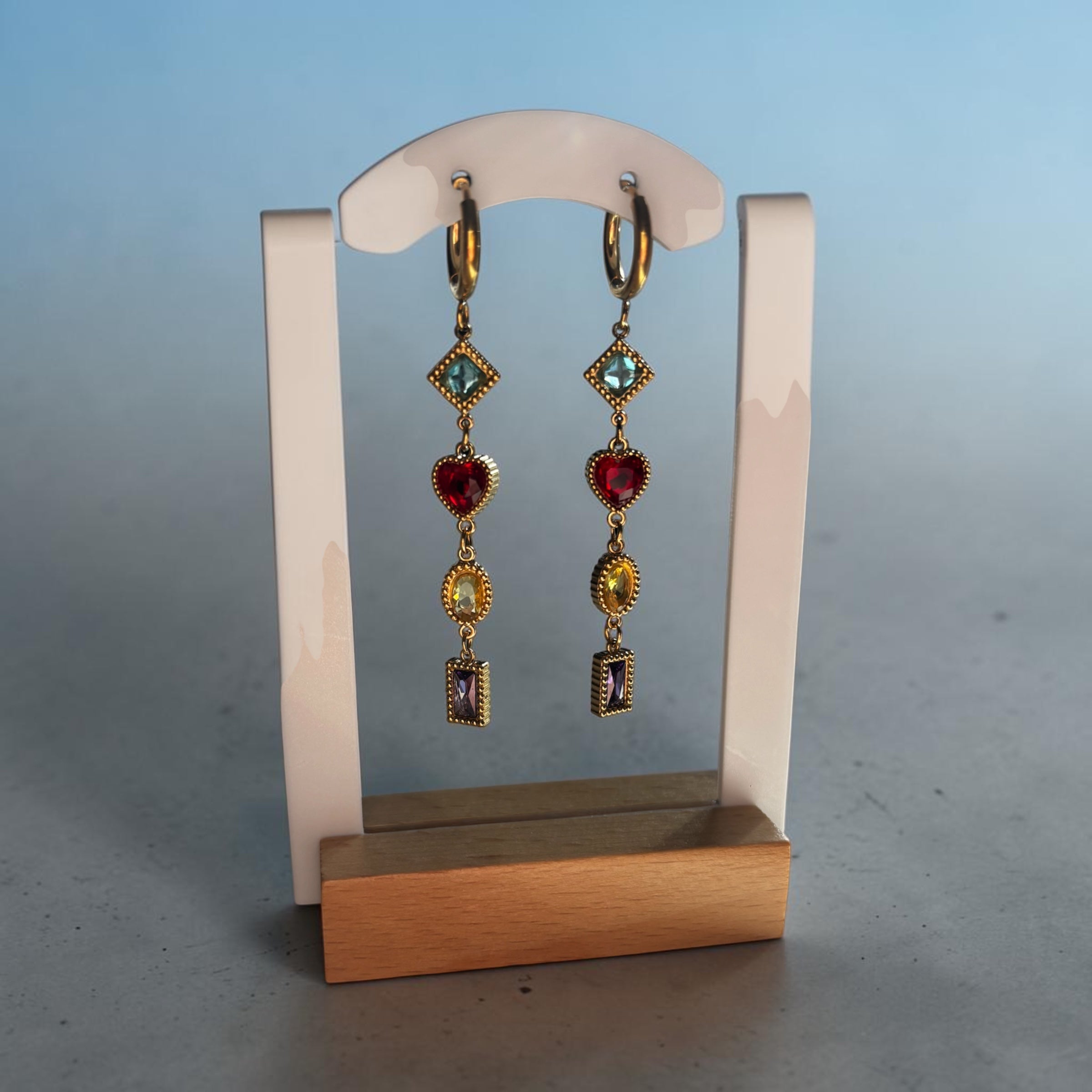 Multi colour drop earrings
