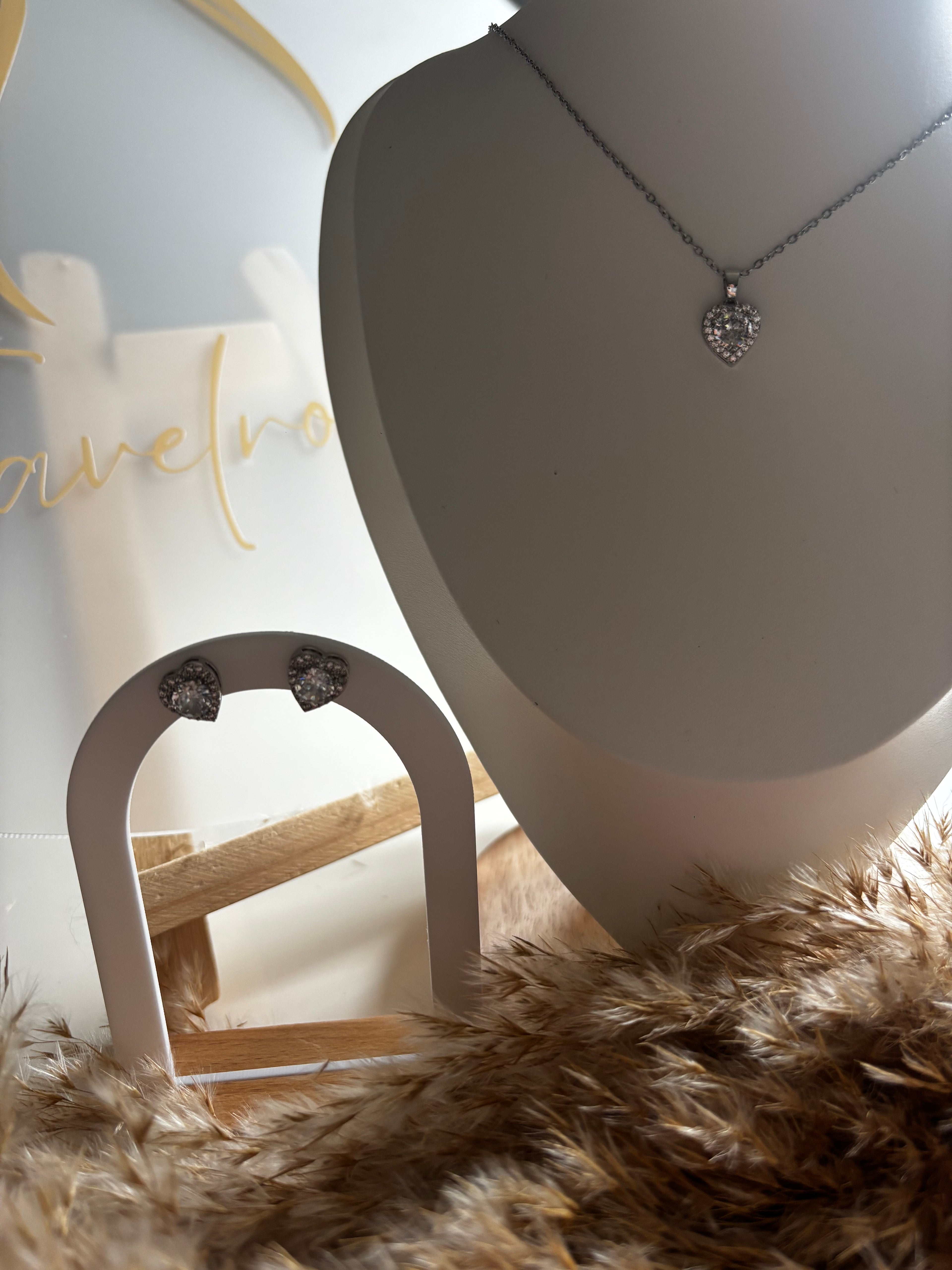 Silver heart matching set