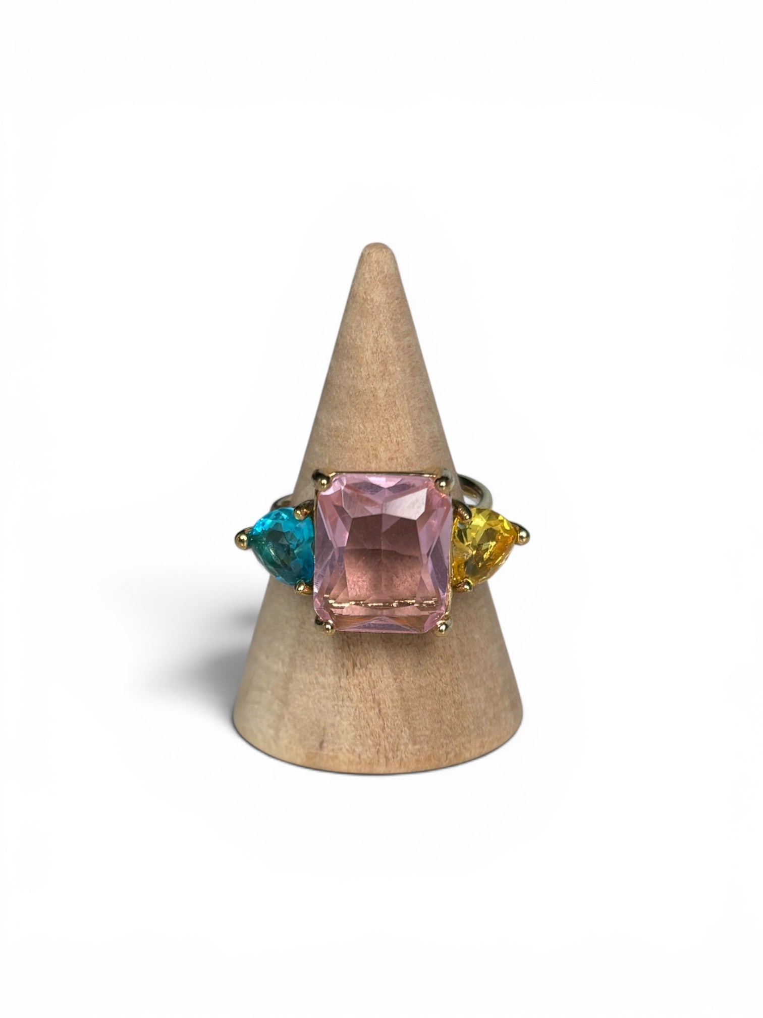 Multi stone step into spring ring