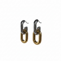 Mixed metal hoop drop earrings