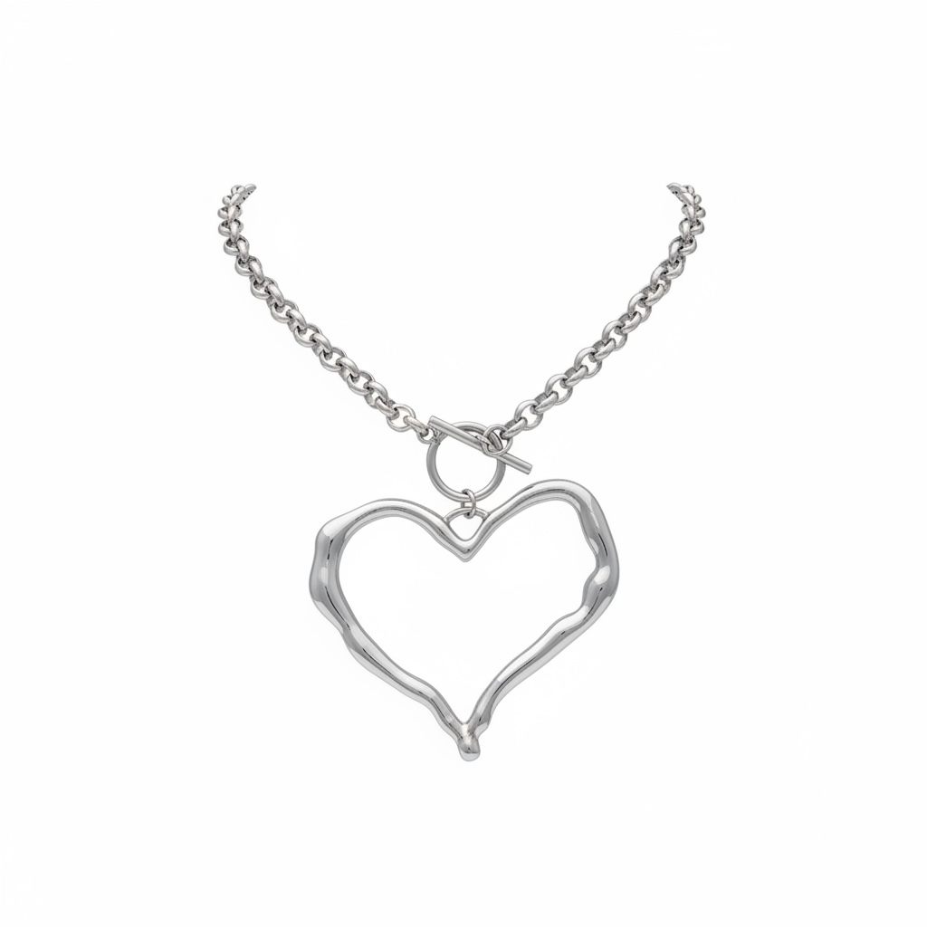 Large heart choker necklace