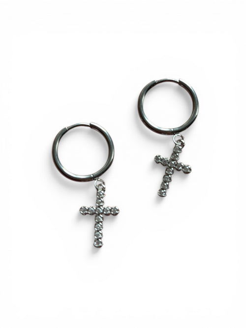 Cross drop earrings