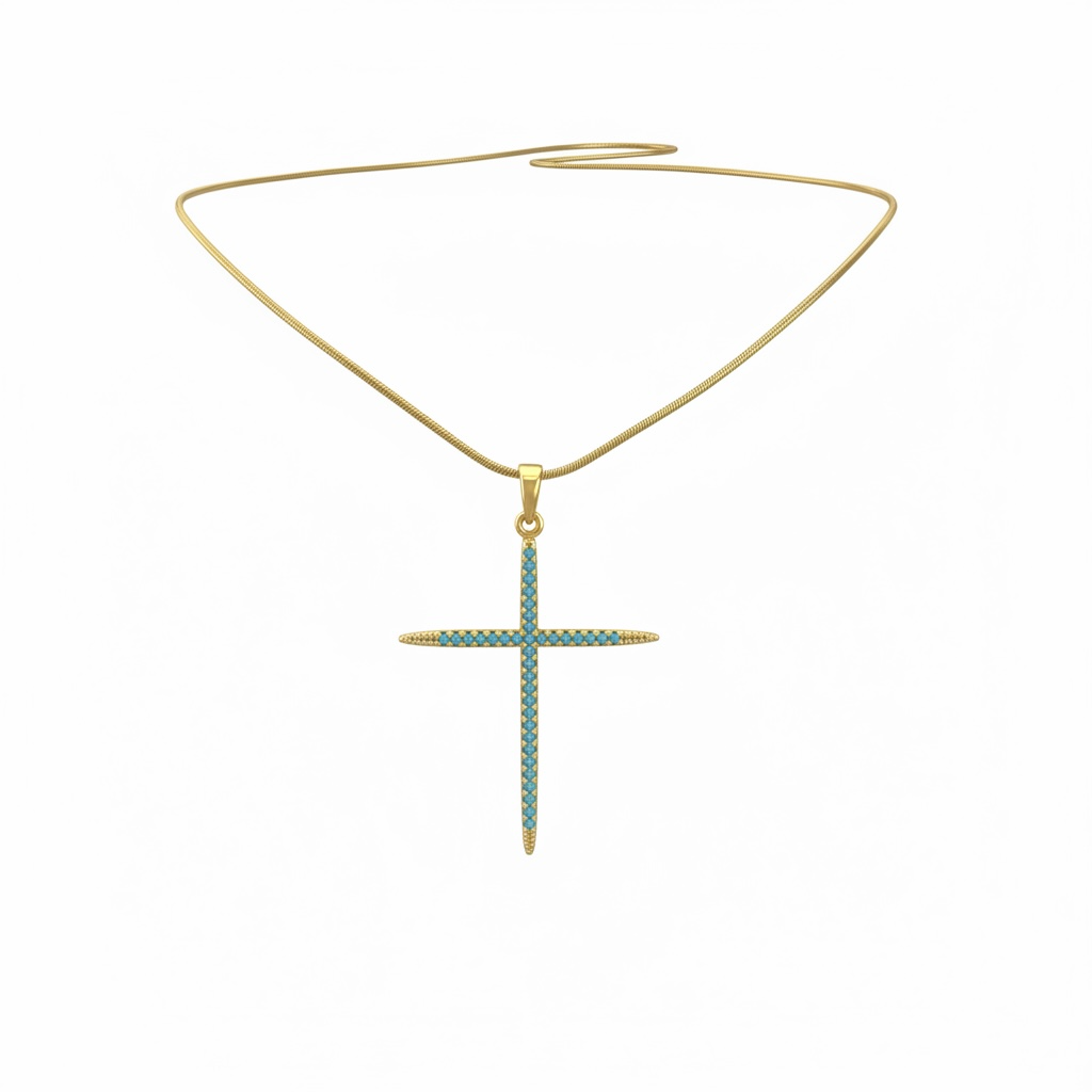 Turquoise gold cross
